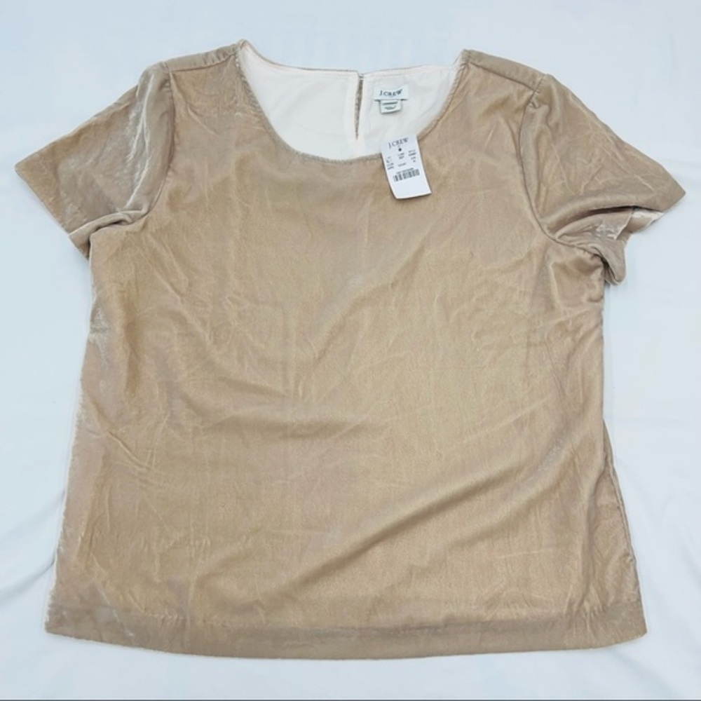 J.Crew Factory Lined Medium Velvet Beige Tan Camel top tee blouse NWT